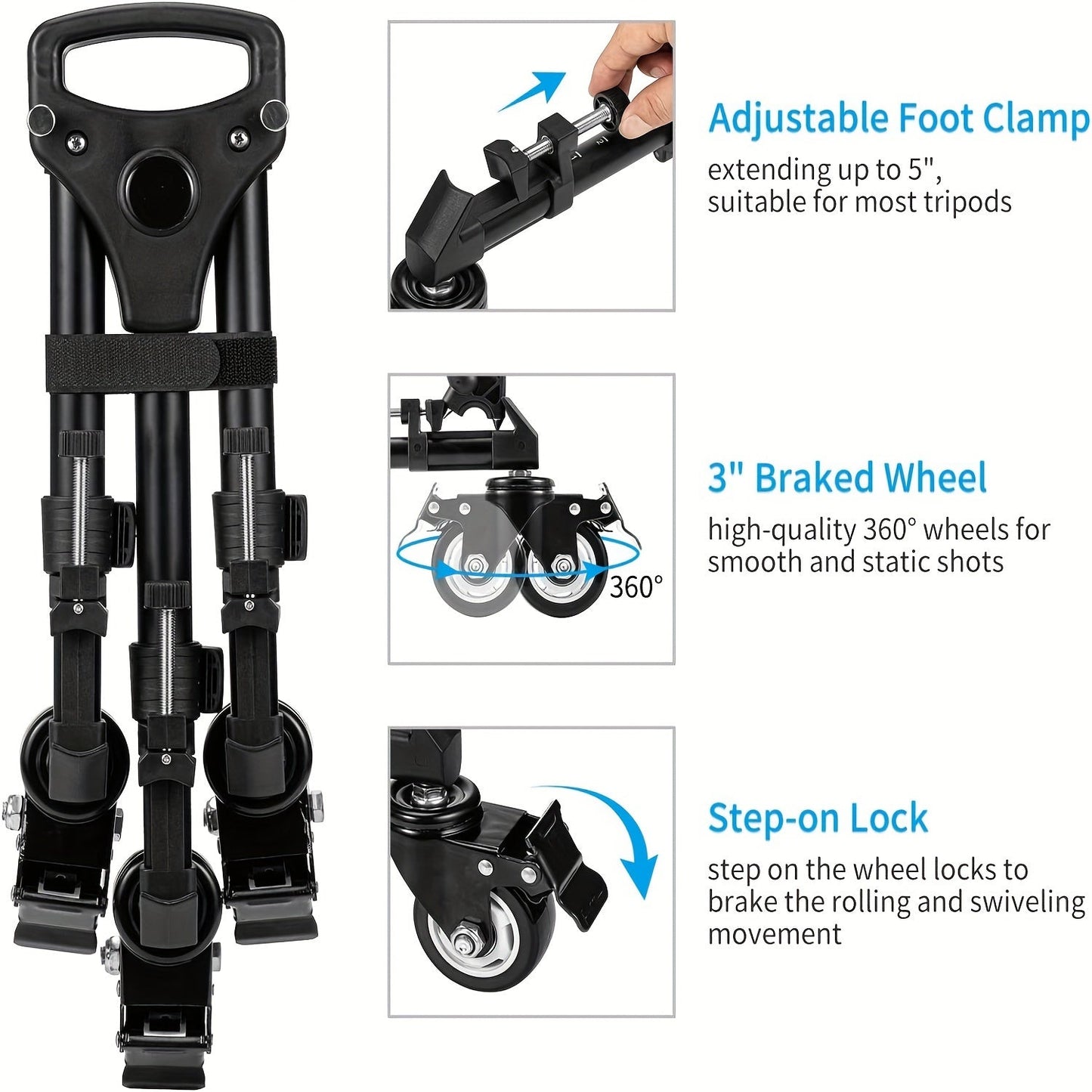 VX600 Aluminum Tripod with Dolly Wheels-OYVD