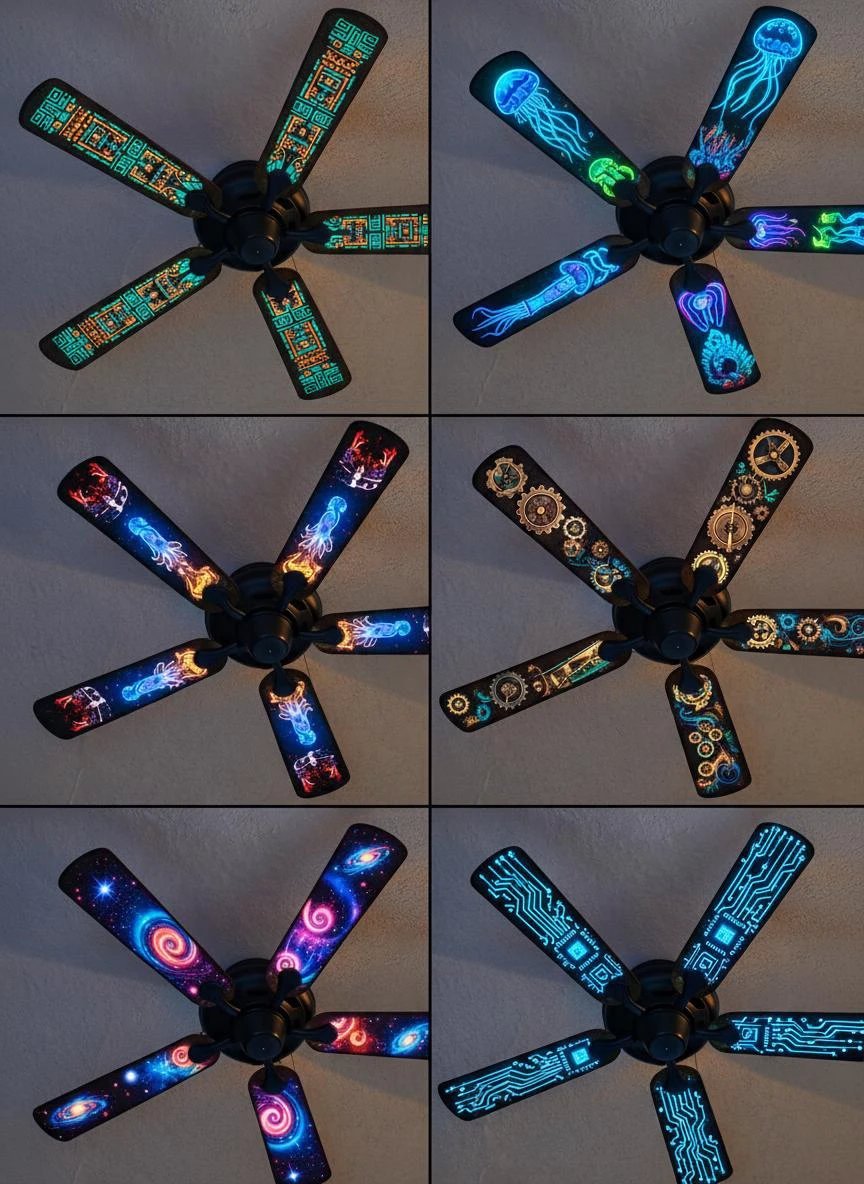 Kinetic Insect Ceiling Fan Decals | Cyberpunk Steampunk Art