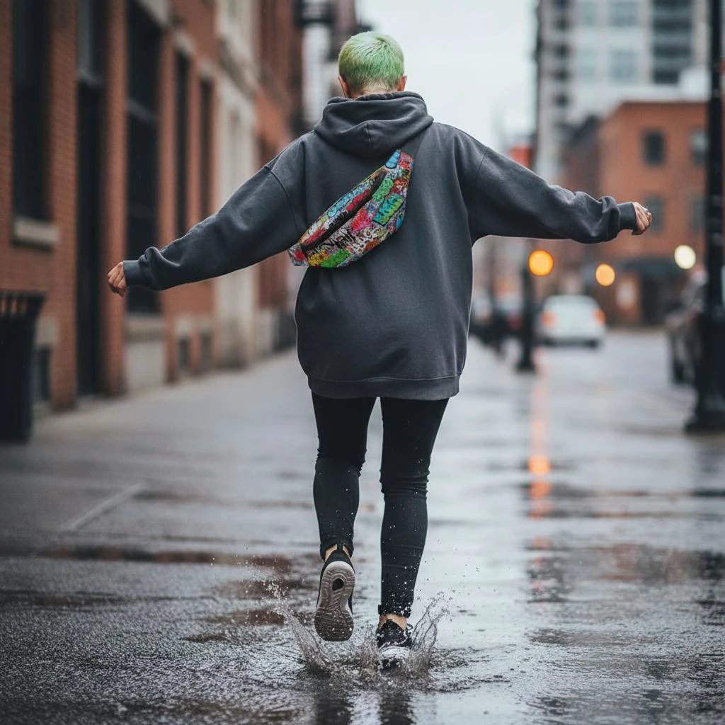 Graffiti Art Crossbody Fanny Pack | Maximalist Waterproof Sling Bag for Festivals, Raves & Travel