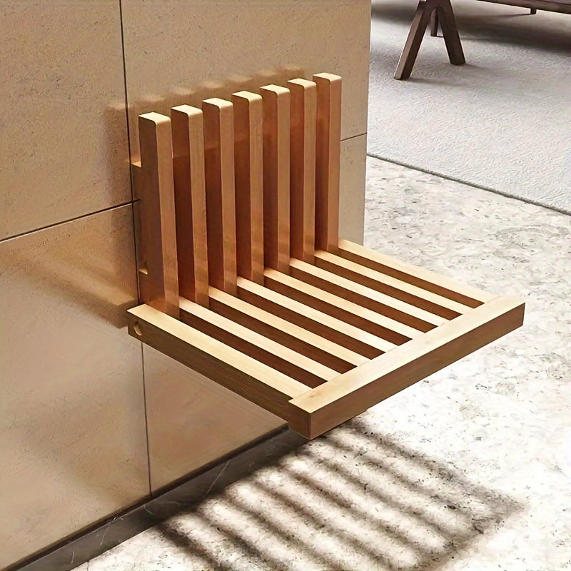 Vintage-Style Solid Wood Wall-Mounted Folding Chair TJR9F2X