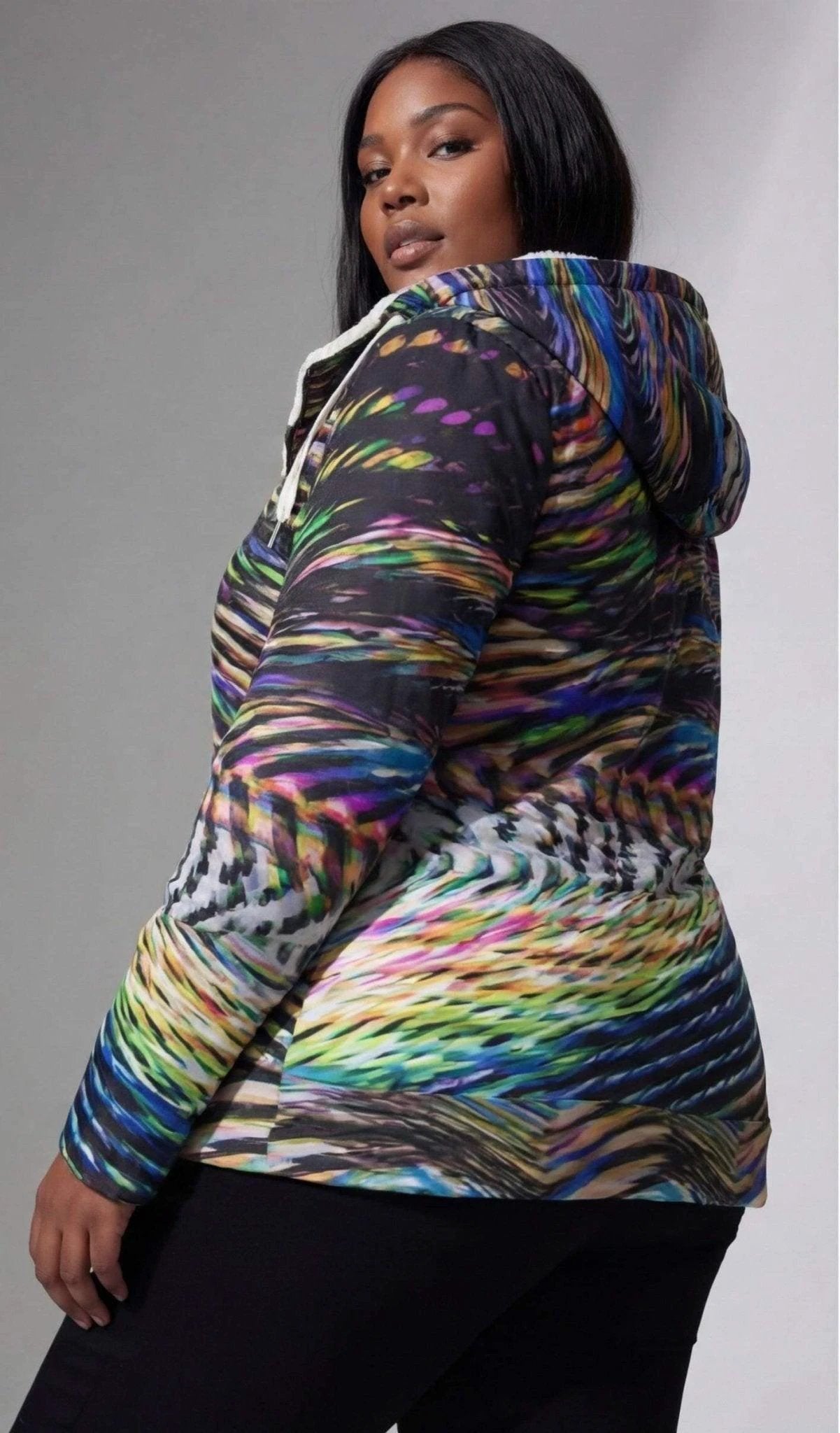 Neon Snow Hoodie for Cold-Weather Maximalists — Psychedelic Winter AOP, Recycled Polyester Eco Hoodie, Ski Lodge Statement