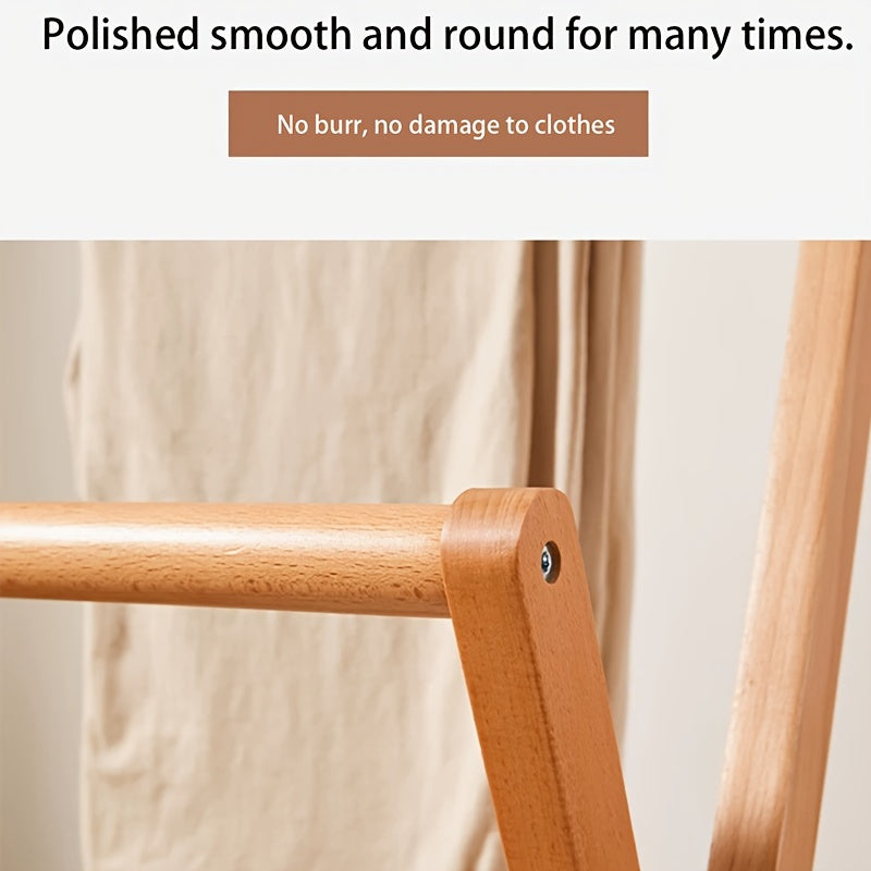 Solid Wooden Foldable Clothes Rack - XV0S