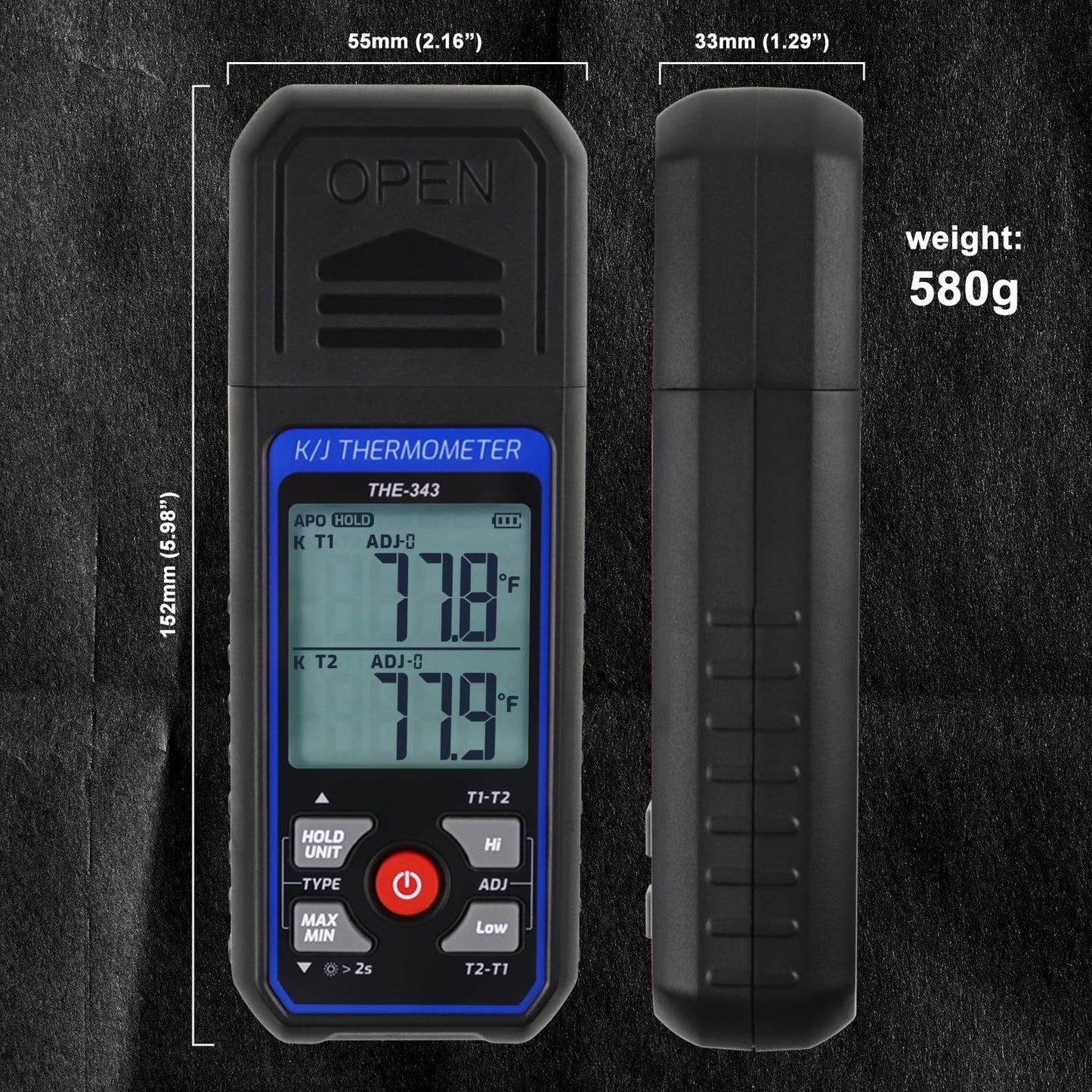 Gain Express Thermocouple Thermometer - Dual Channel Digital Temperature Meter for Accurate HVAC Measurement