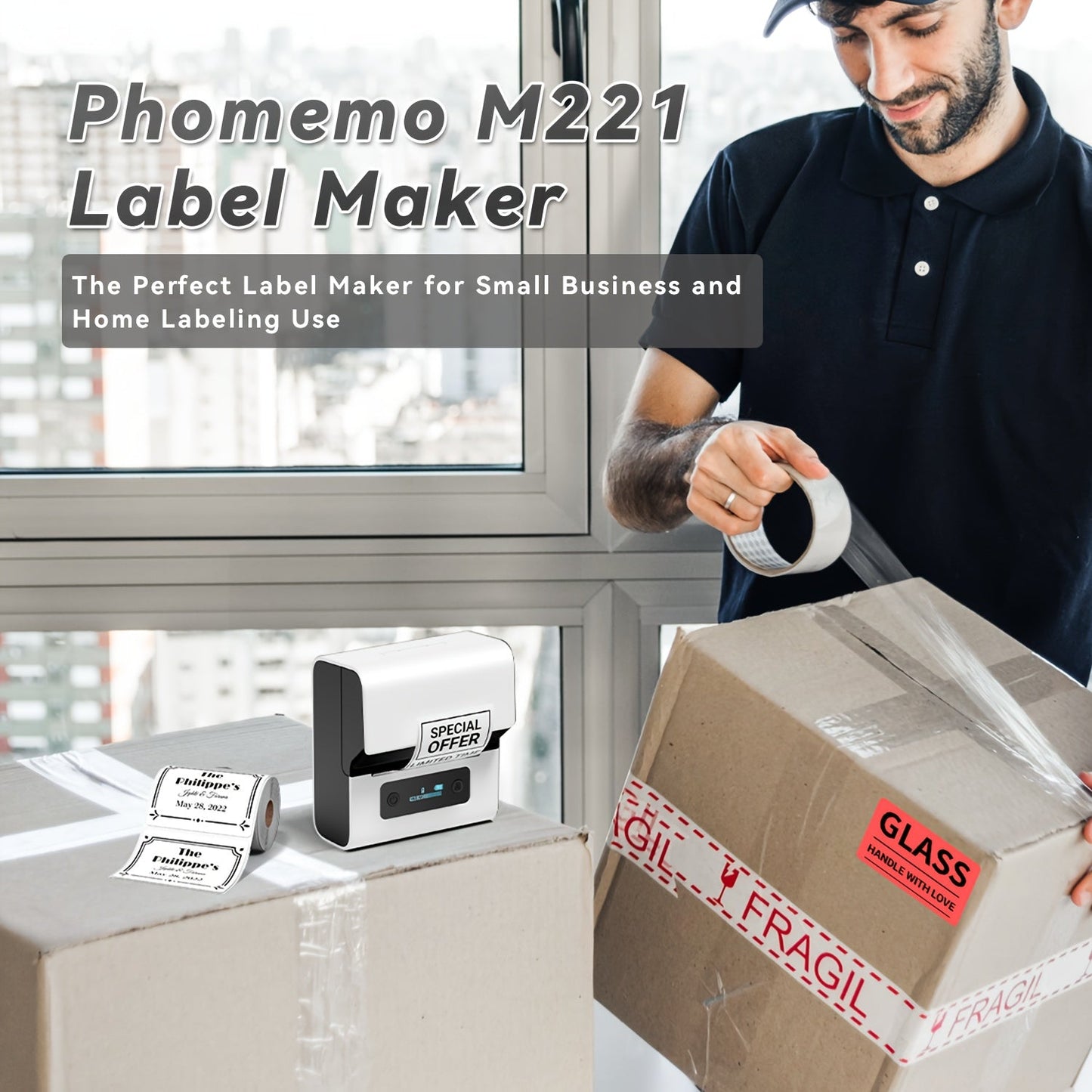Phomemo M221 Portable Thermal Label & Barcode Printer TJR7P2X