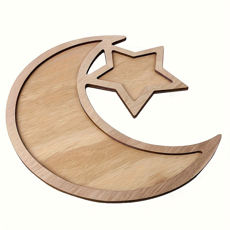 Ramadan Wooden Moon and Star Snack Tray - U2NK