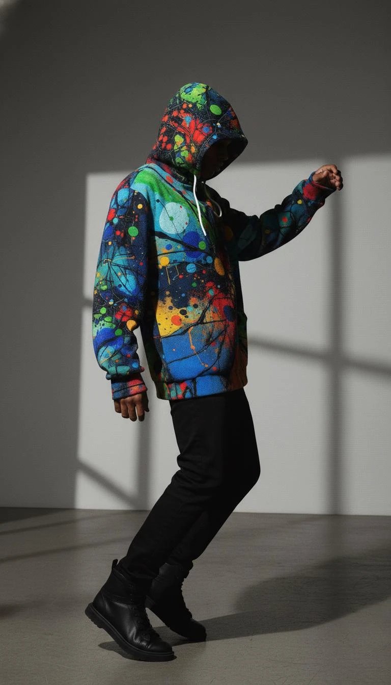 Velvet Ambrosia Explosive AOP Full-Zip Hoodie - Luxury Maximalist Streetwear - Heavyweight Designer Parka