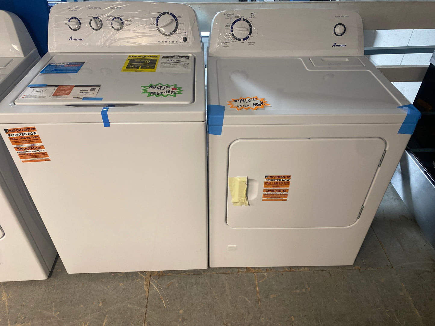 New!!! Amana Top Load Washer & 6.5 cu. ft. Natural Gas Dryer Set