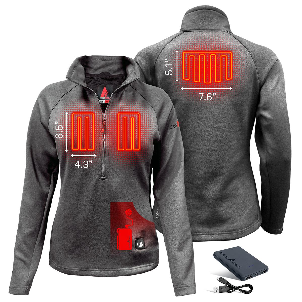 ActionHeat 5V Women's 1/2 Zip Pullover Battery Heated Shirt