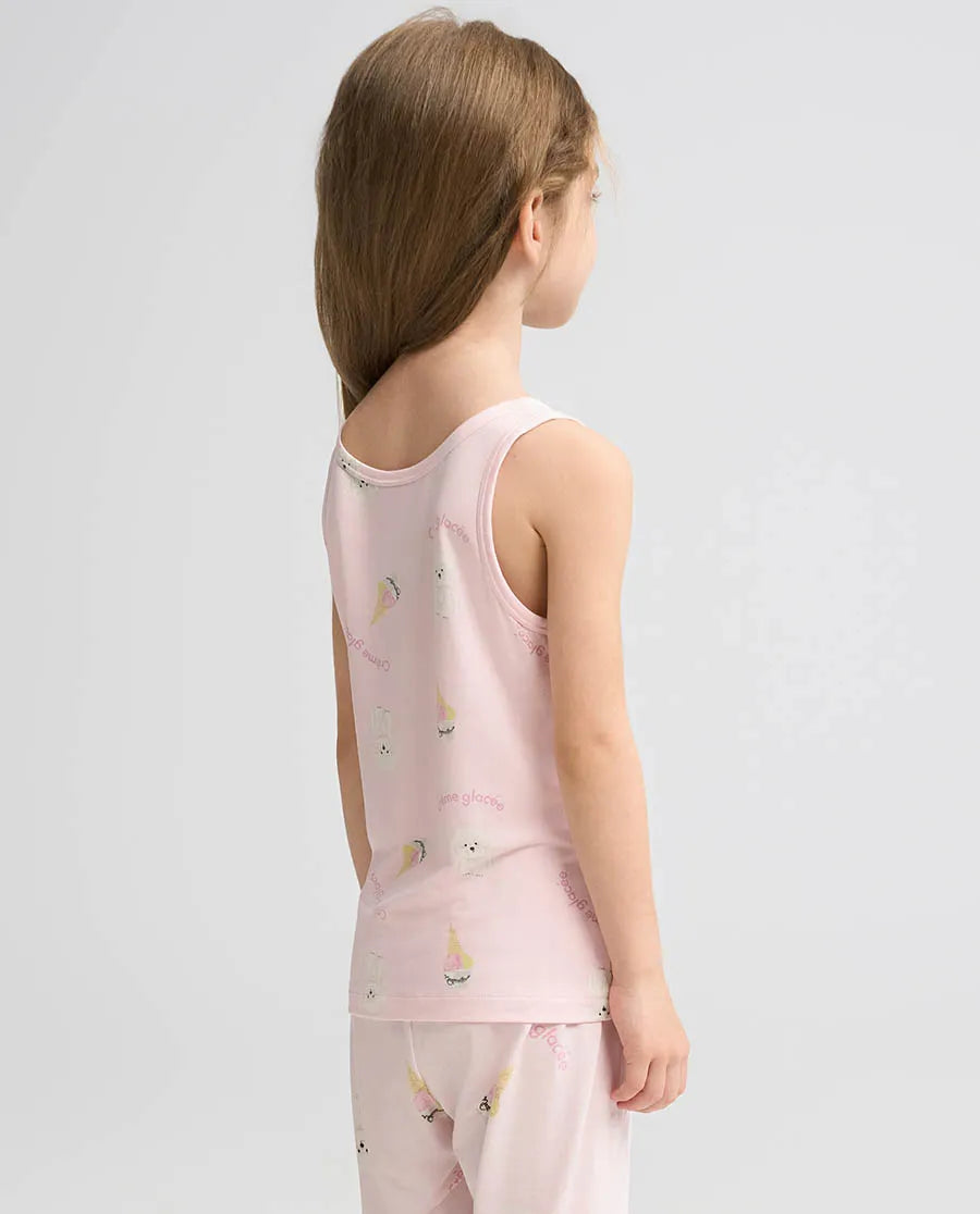 Aimer Kids Modal Bichon Printed Undershirts For Girls