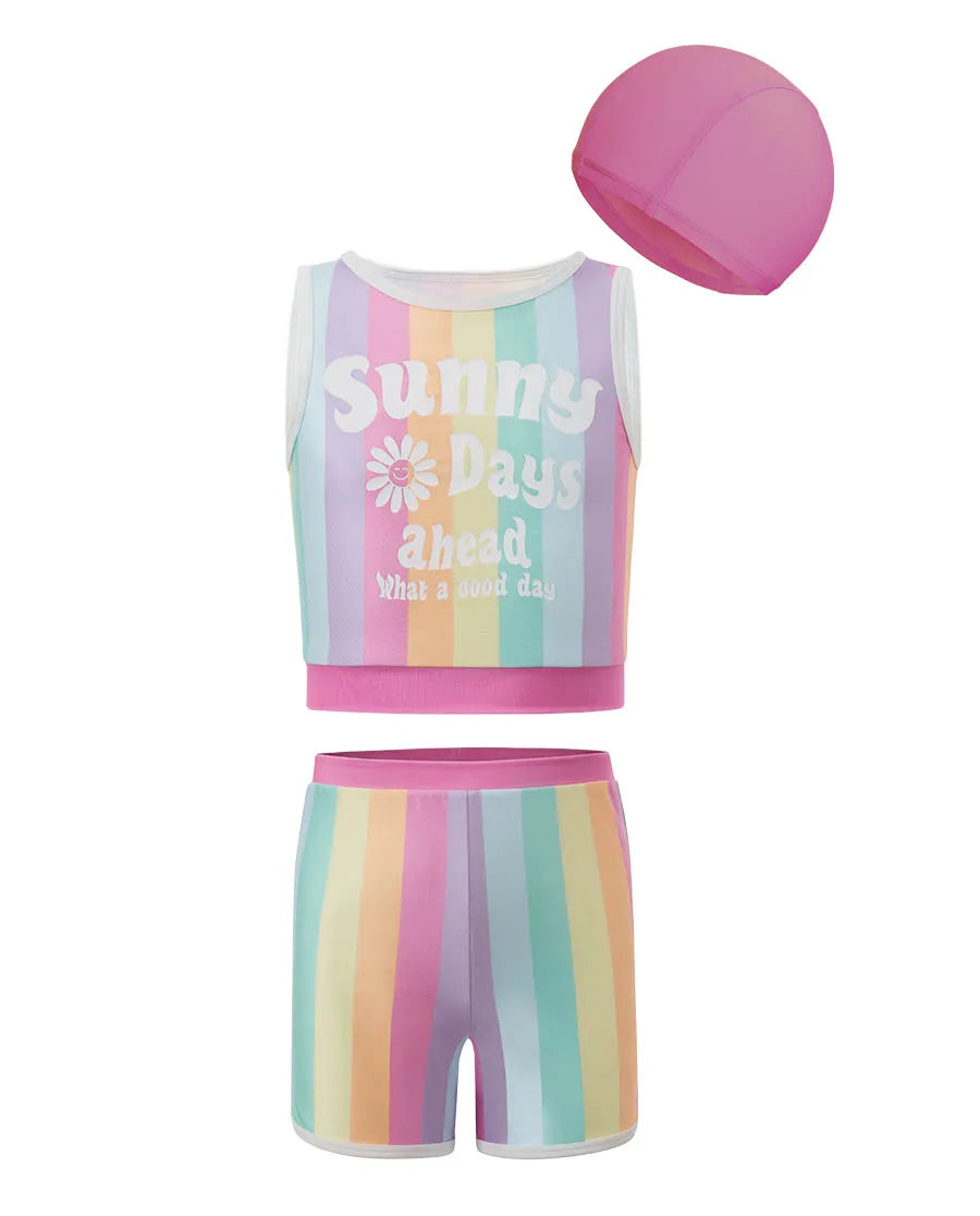 Aimer Kids Colorful 3-Pieces Separate Swimsuit Set