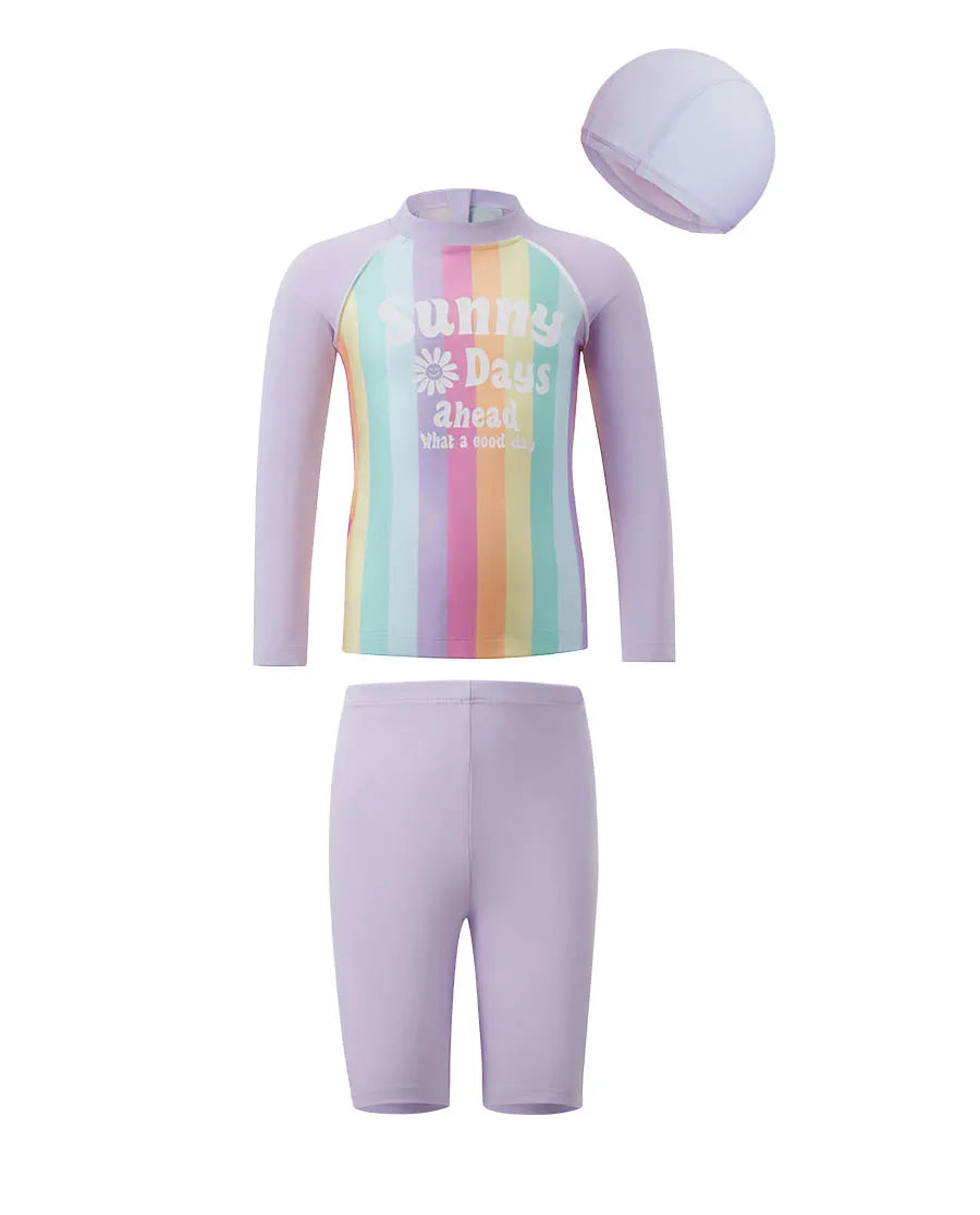 Aimer Kids 3-Pack Long-Sleeved Split Swimsuit Set