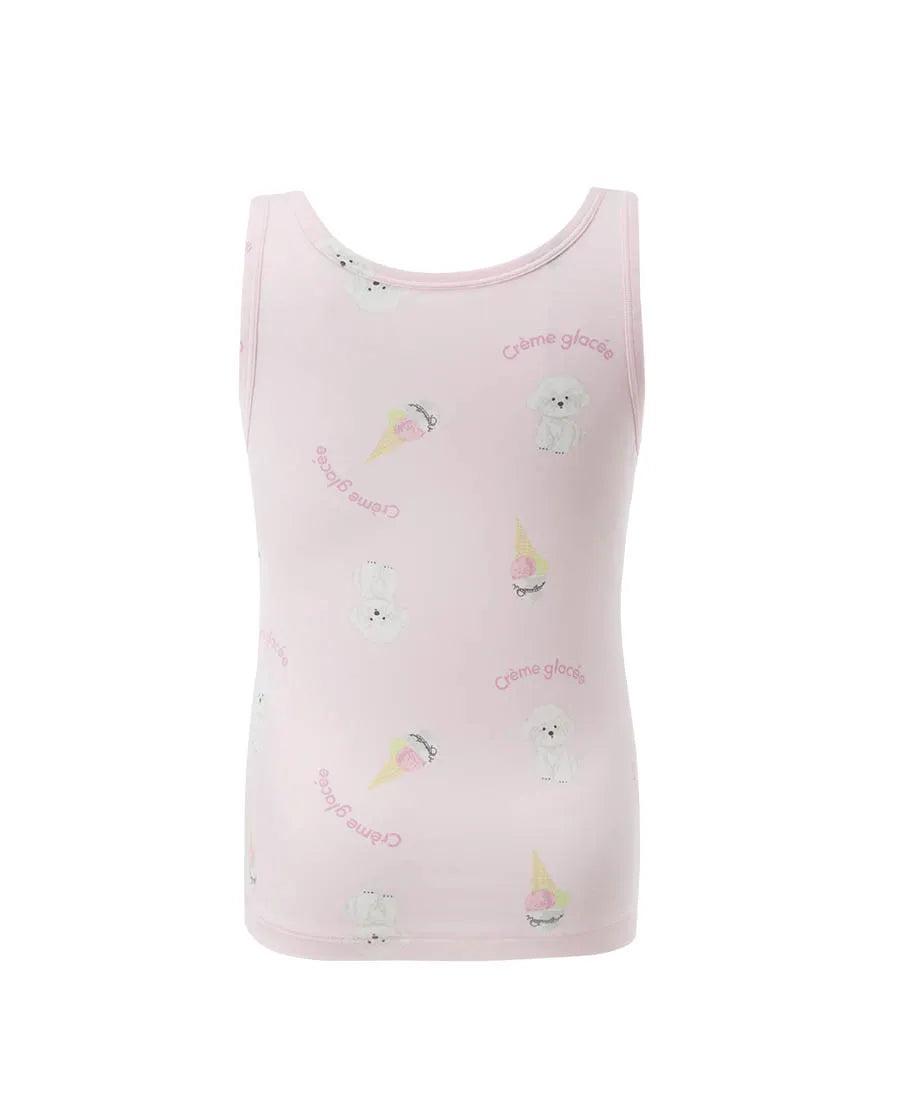 Aimer Kids Modal Bichon Printed Undershirts For Girls