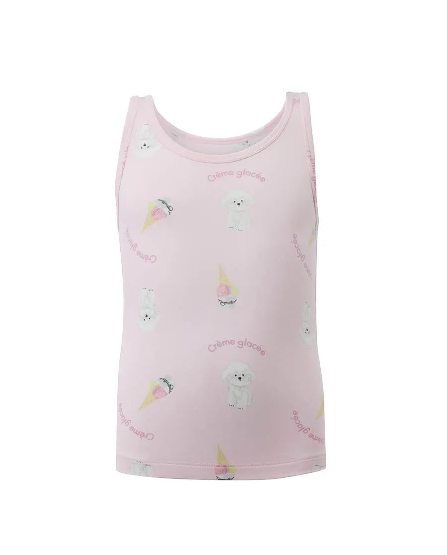 Aimer Kids Modal Bichon Printed Undershirts For Girls