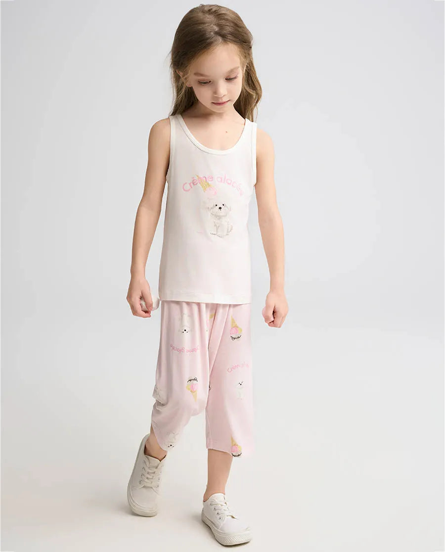 Aimer Kids Sweetheart Bichon Printed Modal Vest
