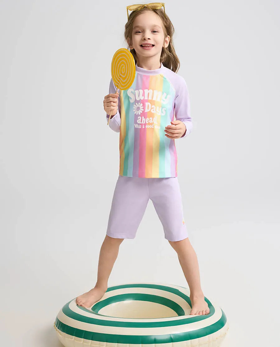 Aimer Kids 3-Pack Long-Sleeved Split Swimsuit Set