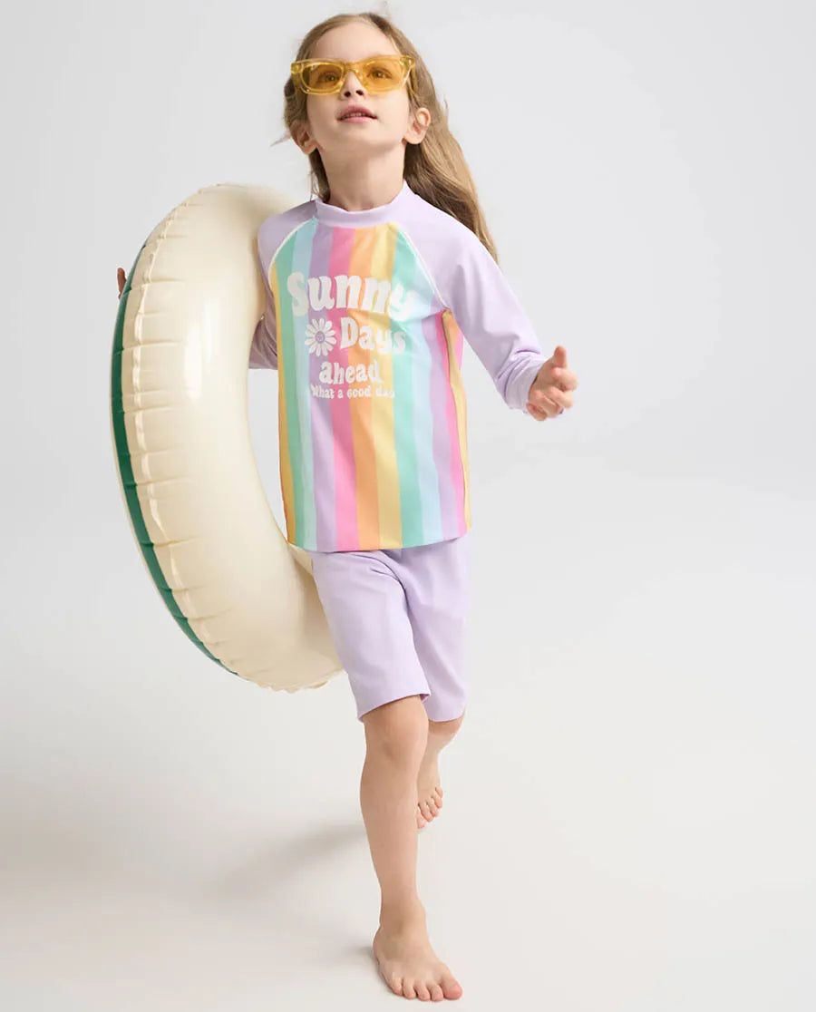 Aimer Kids 3-Pack Long-Sleeved Split Swimsuit Set