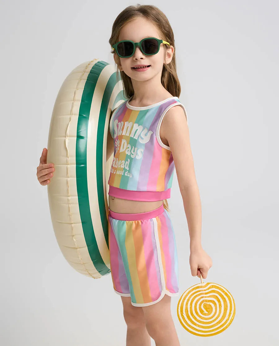 Aimer Kids Colorful 3-Pieces Separate Swimsuit Set