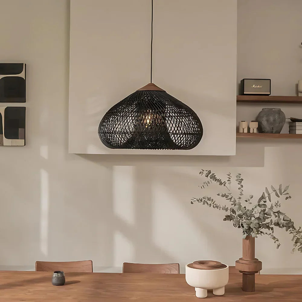 Handmade Rattan Pendant Lights With Woven Dome Shade