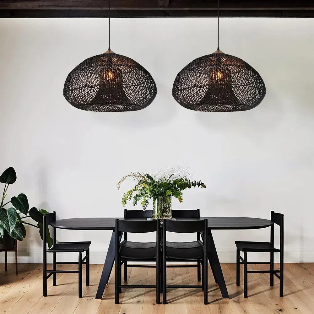 Handmade Rattan Pendant Lights With Woven Dome Shade
