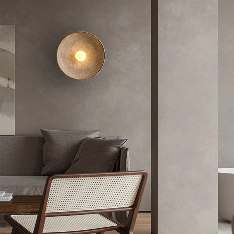 Retro Ceramic Disc Wall Light With Center Globe