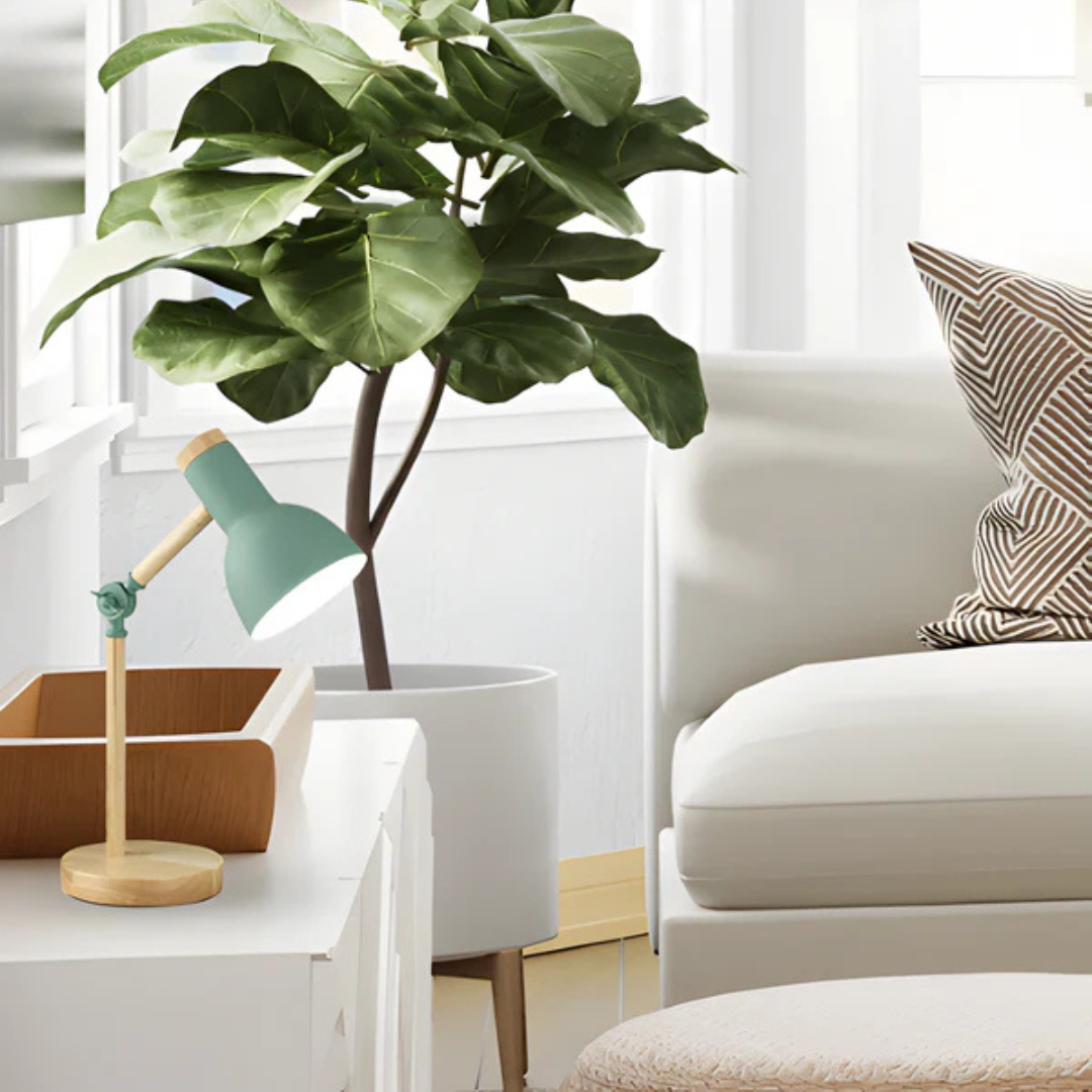 Adjustable Wood And Metal Task Table Lamp With Pivoting Shade