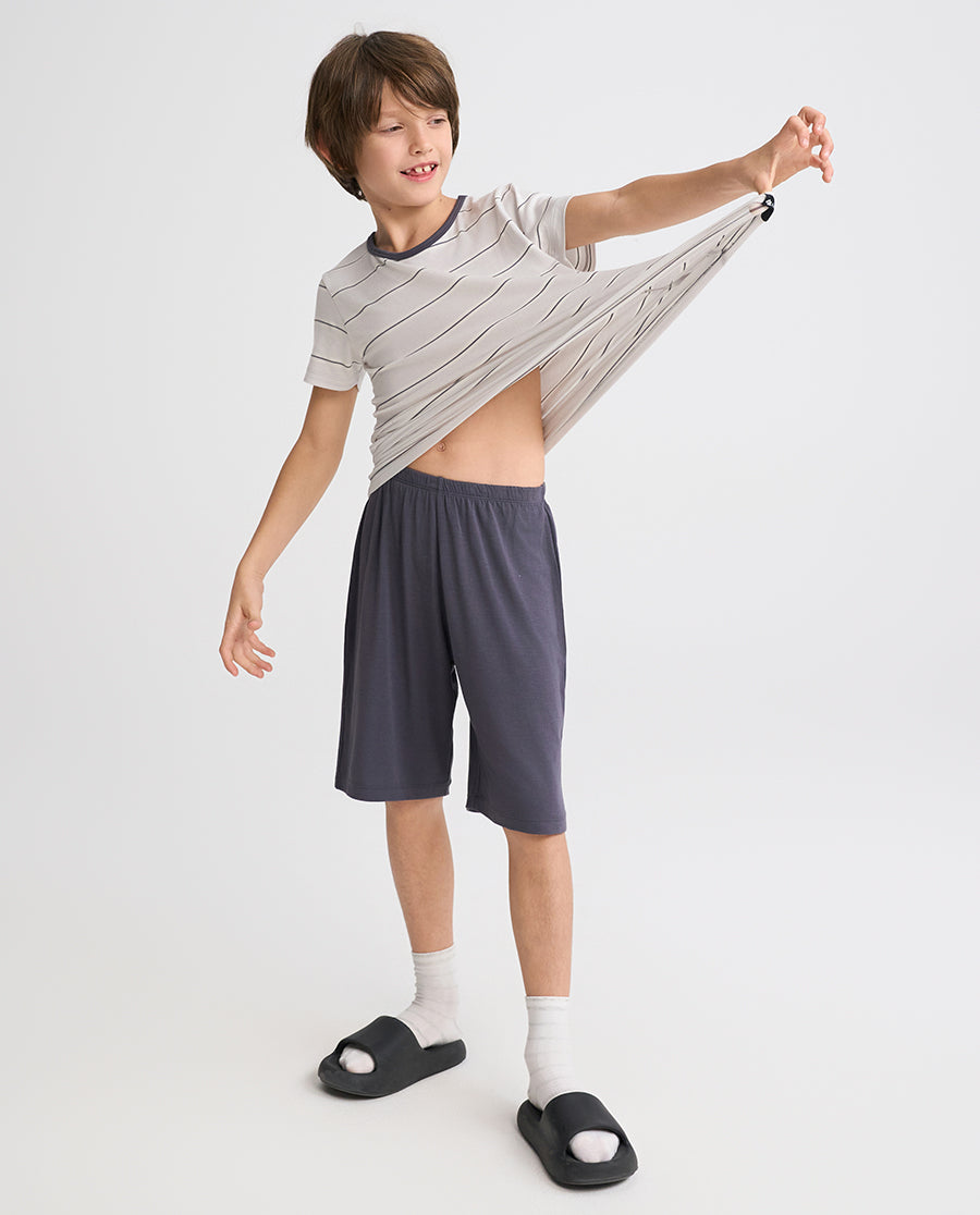 Aimer Kids Short-sleeve Tops Homewear Set For Boys