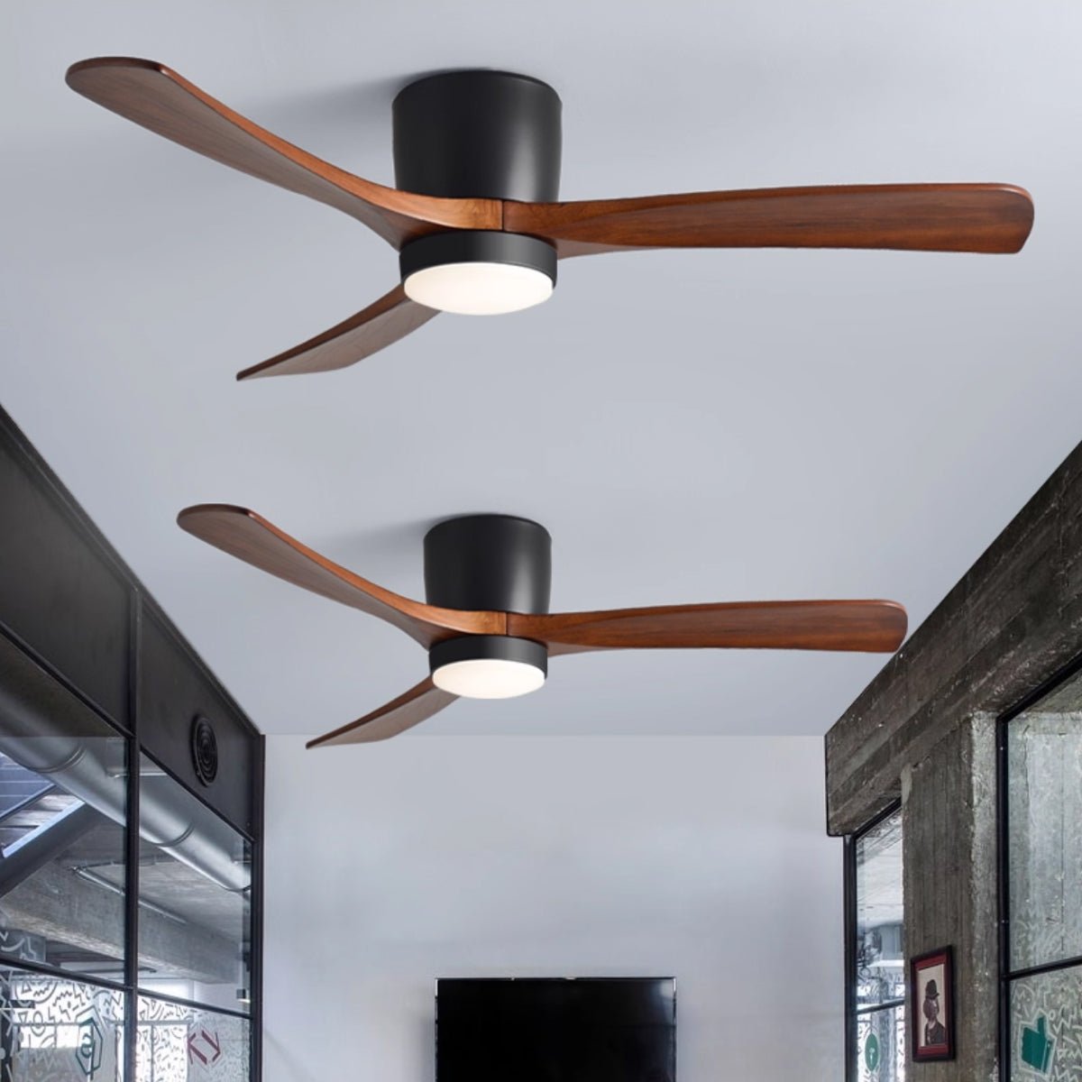 Wood Blade Ceiling Fan Ceiling Light With Remote Control