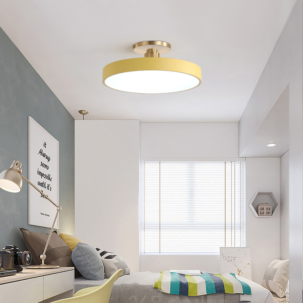 Modern Circular LED Flush Mount Ceiling Light With Iron Frame