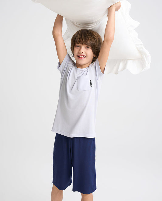Aimer Kids Short-sleeve Tops Homewear Set For Boys