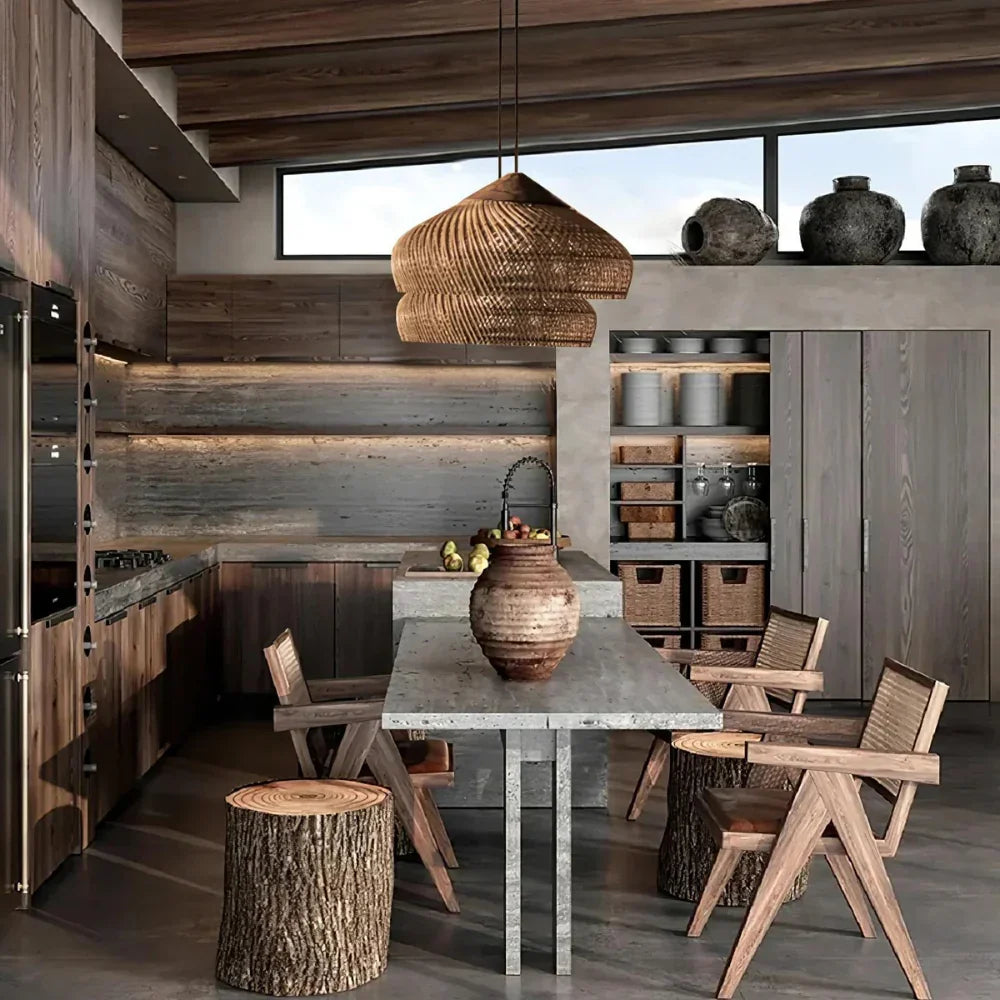 Bohemian Rattan Pendant Lights With Woven Shade