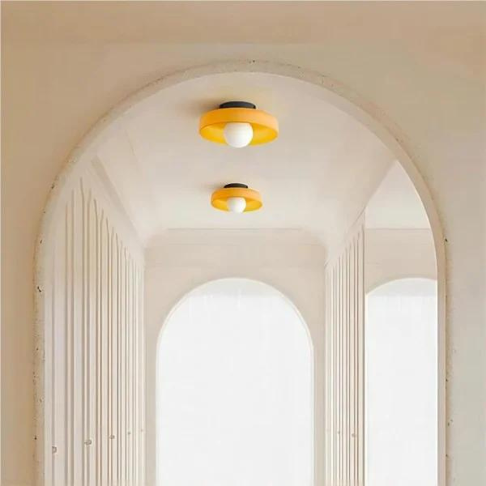 Scandinavian Glass Disc Ceiling Light With Flush Mount Design