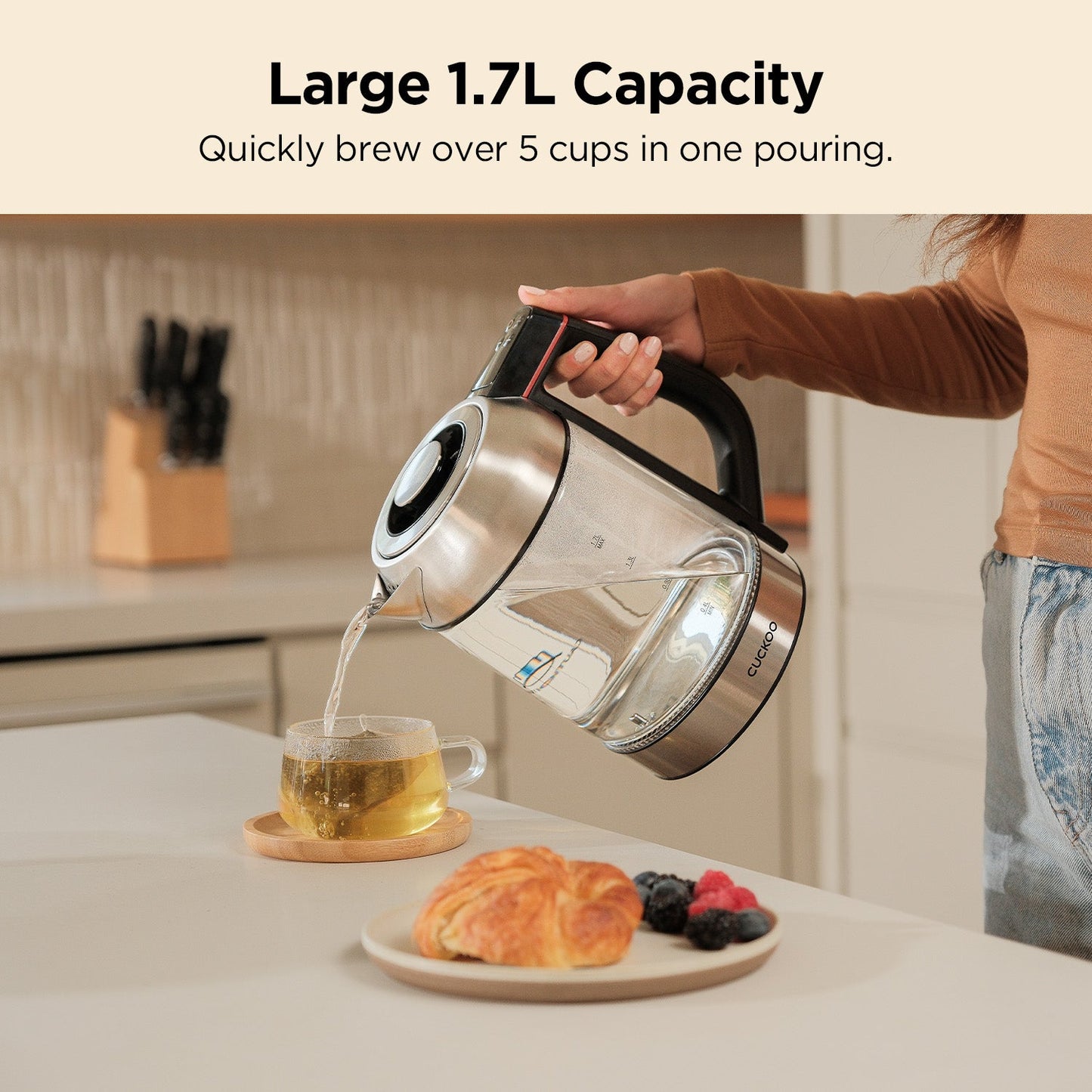 Electric Glass Kettle with Tea Infuser (CK-G170BS)