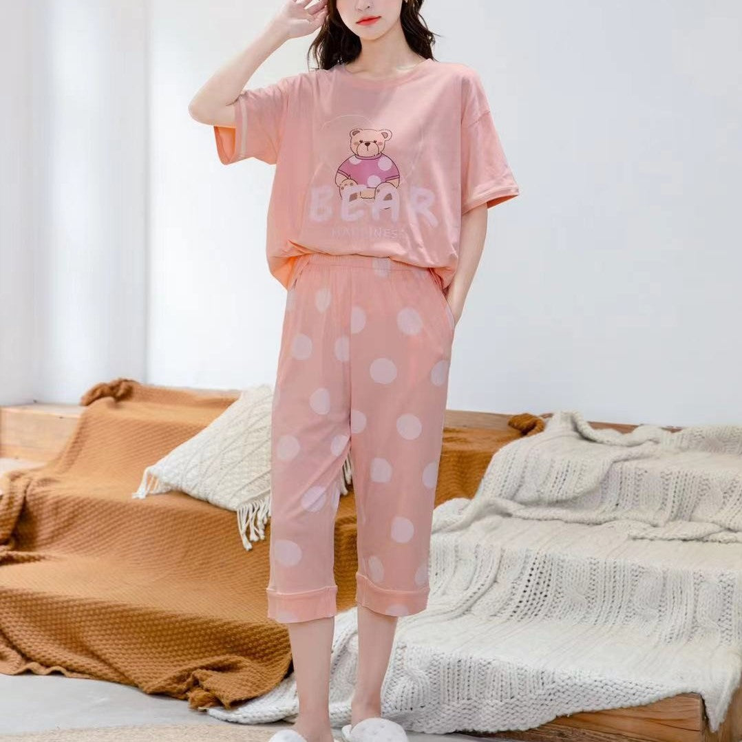 Oversized Happiness Bear Graphic Tee Pajamas #72139