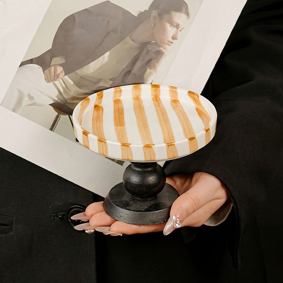 Vintage Ceramic Striped Tray - AXI0