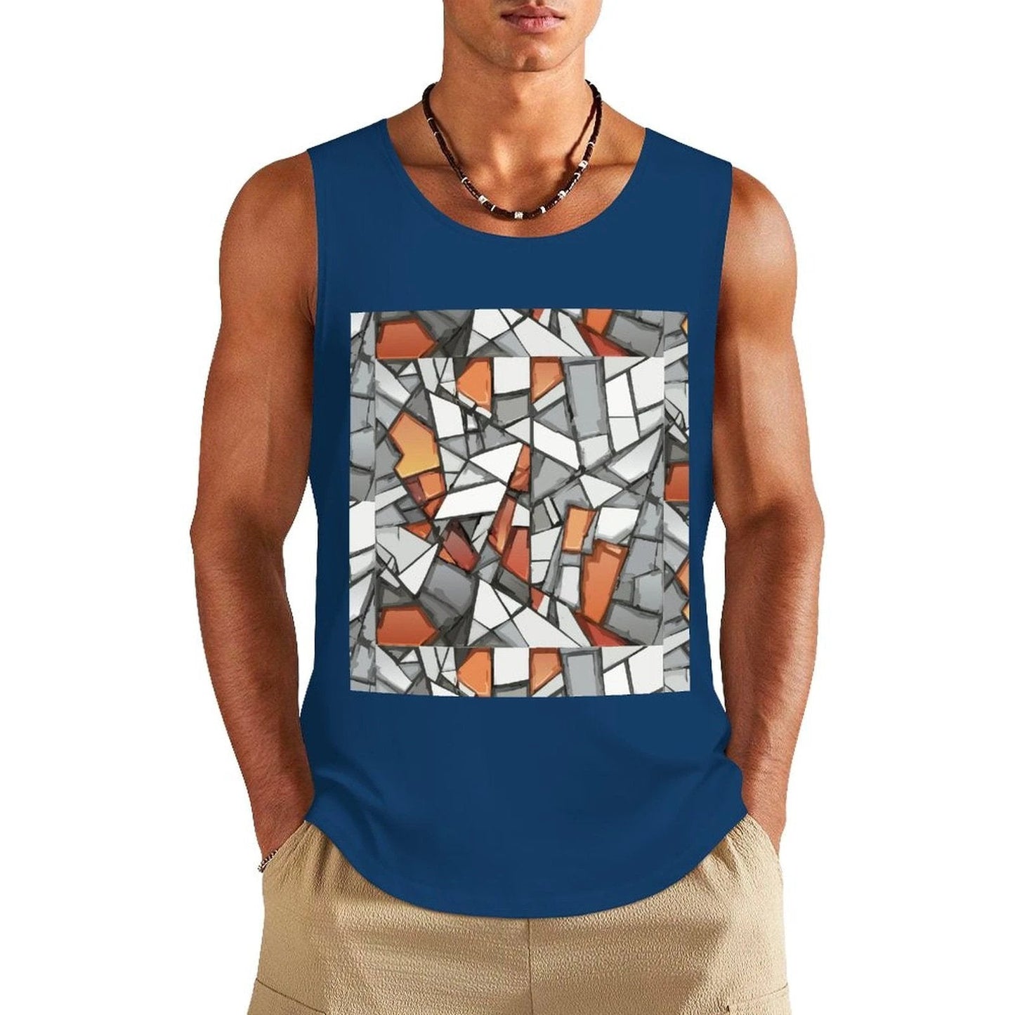 Graffiti Frame Cotton Tank Top — Teal Tank with Street Art Chest Print for Summer Sessions