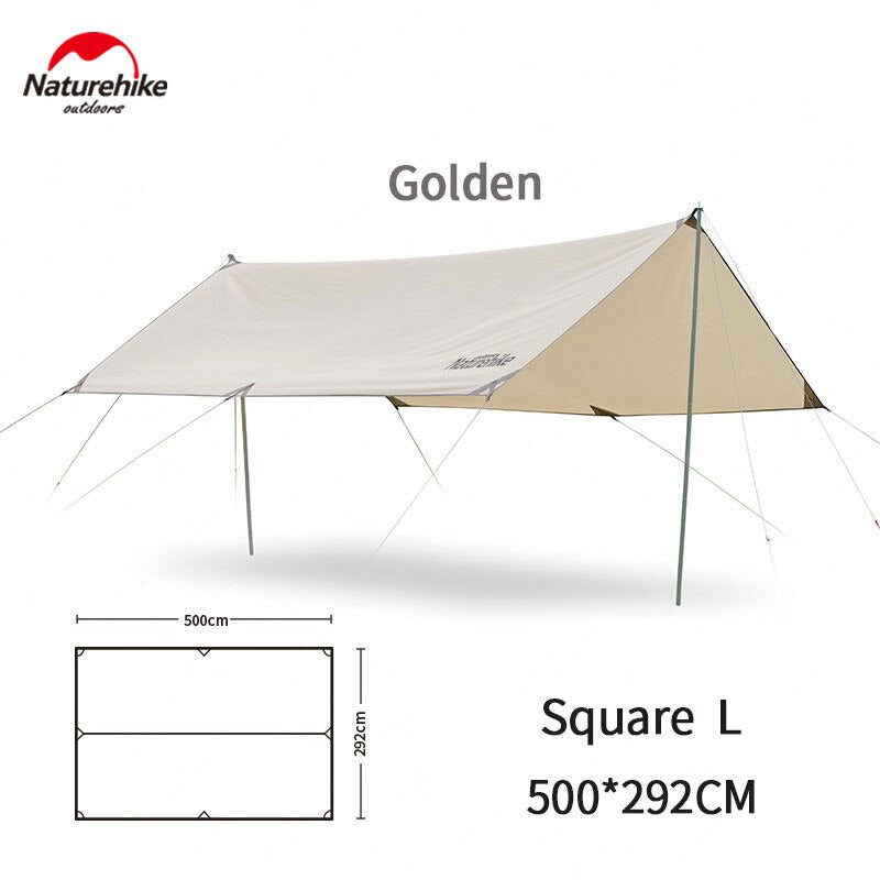 Naturehike GIRDER Series Sun Shelter Awning Canopy Tarp Tent in Classic Silver Coated & Double Sided Black Vinyl Glue + Silver Coating UV Sun Shade Tarp