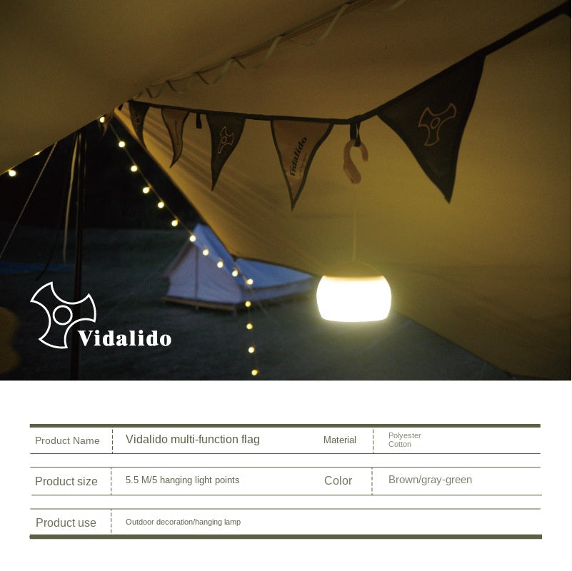 Vidalido Decorative Flag Pennant Outdoor Multifunctional Hanging Light Rope Camping Equipment Lamp Hook Points Hanging Canopy Pole Lanyard Wind Rope