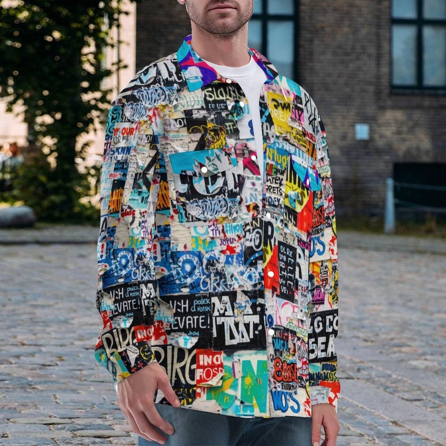 Maximalist Graffiti Art Men’s Bomber Jacket - Bold All-Over Print Streetwear, Warm Fleece-Lined Winter Coat