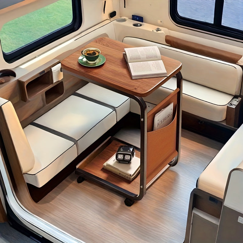 Modern Mobile Side Table with Wheels, Metal Frame TJR8M5D