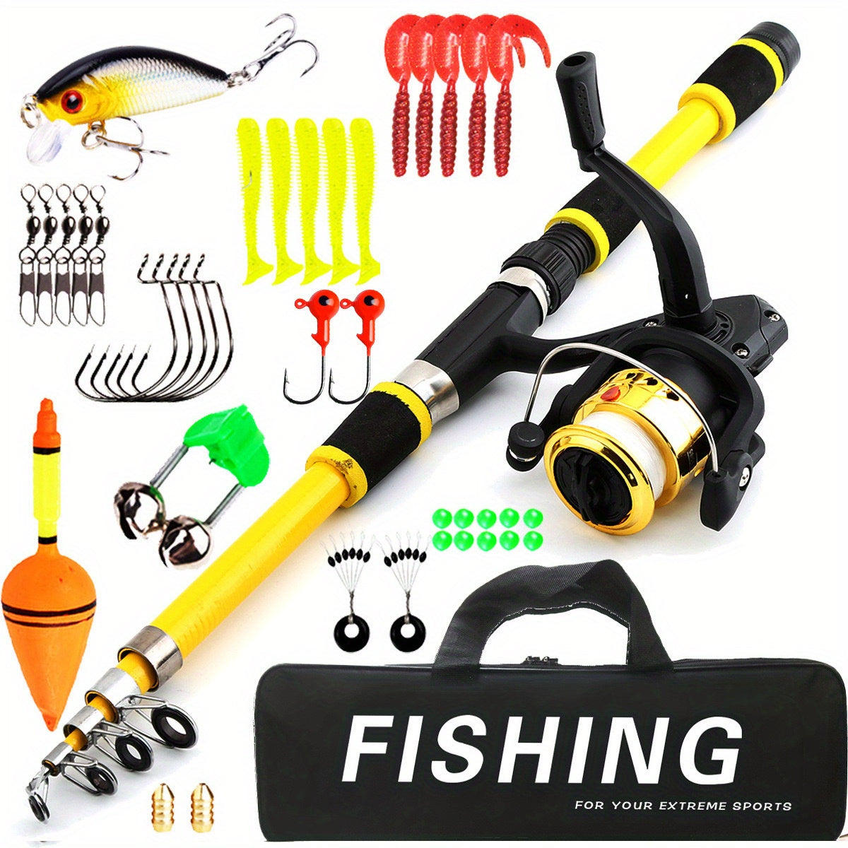 Yellow Fishing Rod Combo with Tackle Bag-CLOG
