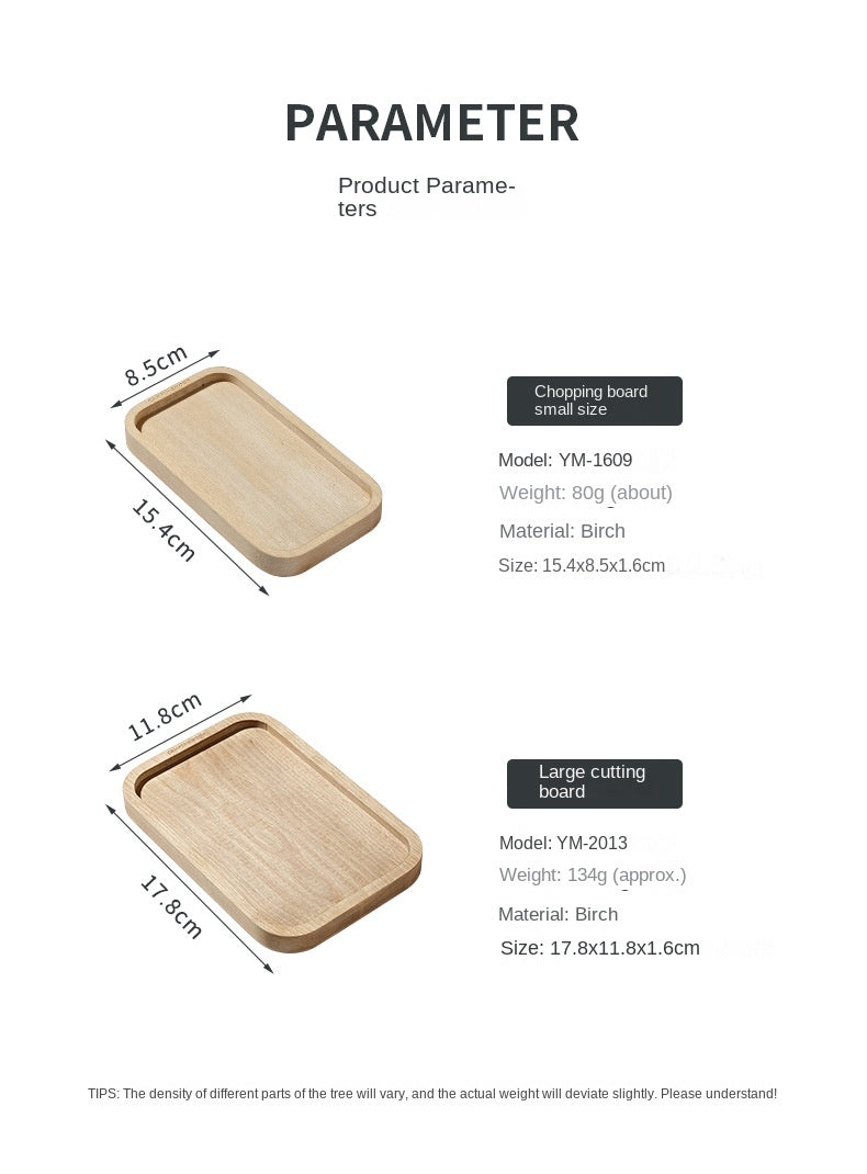 Campingmoon YM-1609/2013 Brich Copping Board Portable Lightweight Wood Cutting Board Double Sided Outdoor Camping Wooden Serving Plate Lunch Box Add-on