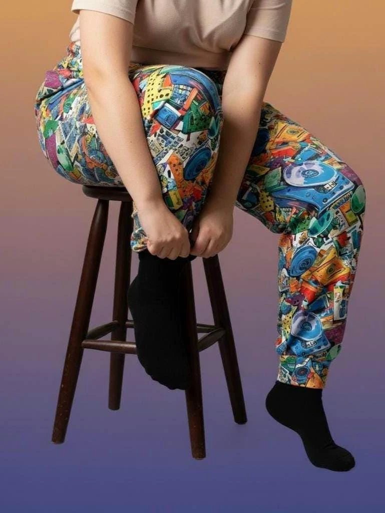 Nostalgia-Core Pajama Pants for 90s Music Lovers — Mixtape AOP Lounge Bottoms, Retro Cassette Print Sleepwear, Vintage Vibes Loungewear