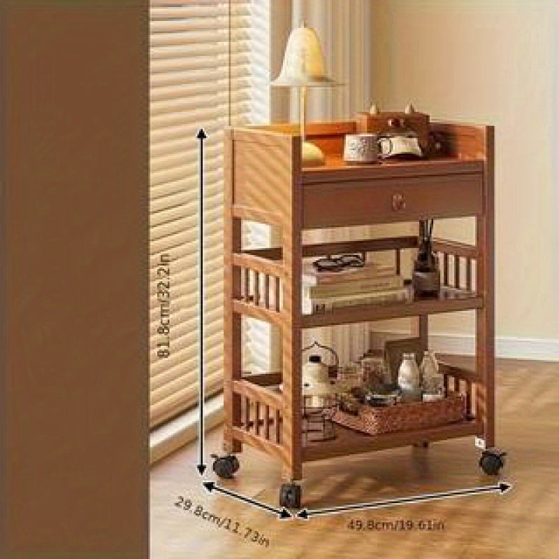 Versatile Wooden Storage Cart with Wheels - M7YB