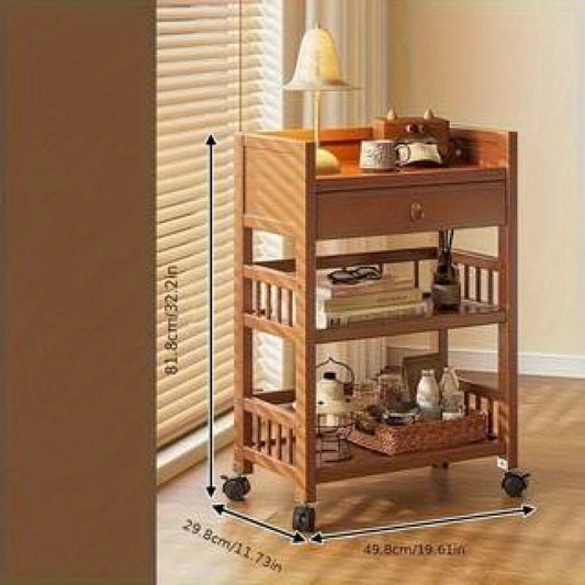 Versatile Wooden Storage Cart with Wheels - M7YB