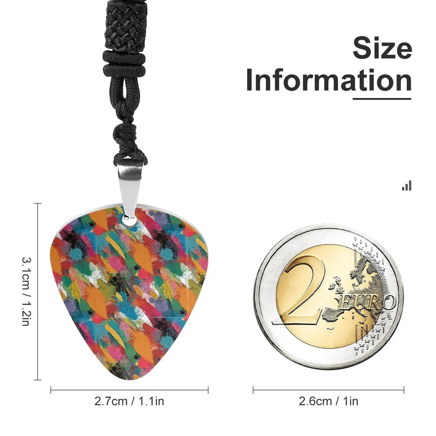 Painted Camo Guitar Pick Necklace — Multicolor Brush-Dab Pendant for Music Heads
