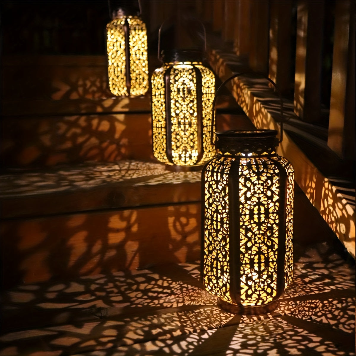 Solar Iron Lantern Versatile Outdoor Decor-CLOG