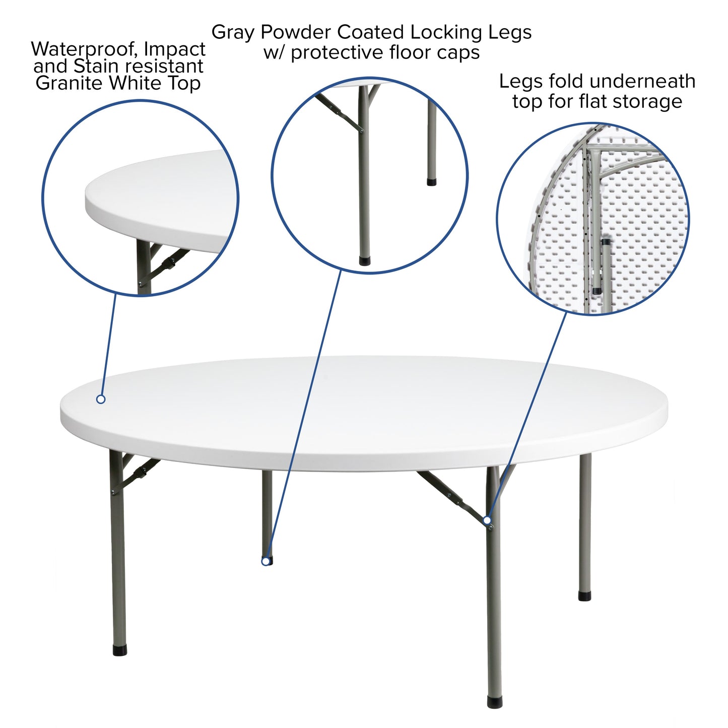 6-Foot Round Plastic Folding Table