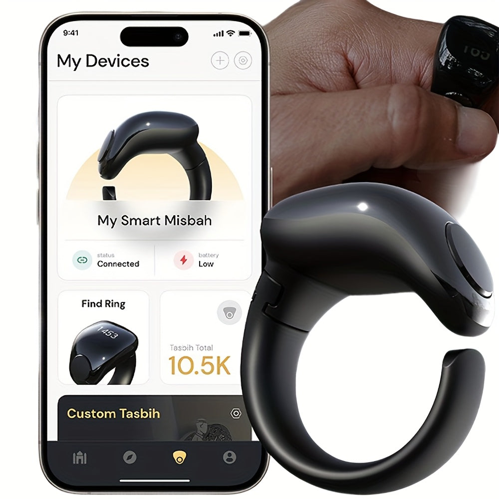 TBSoon iQIBLA Zikr Smart Prayer Ring with OLED Display TJR2K5Z