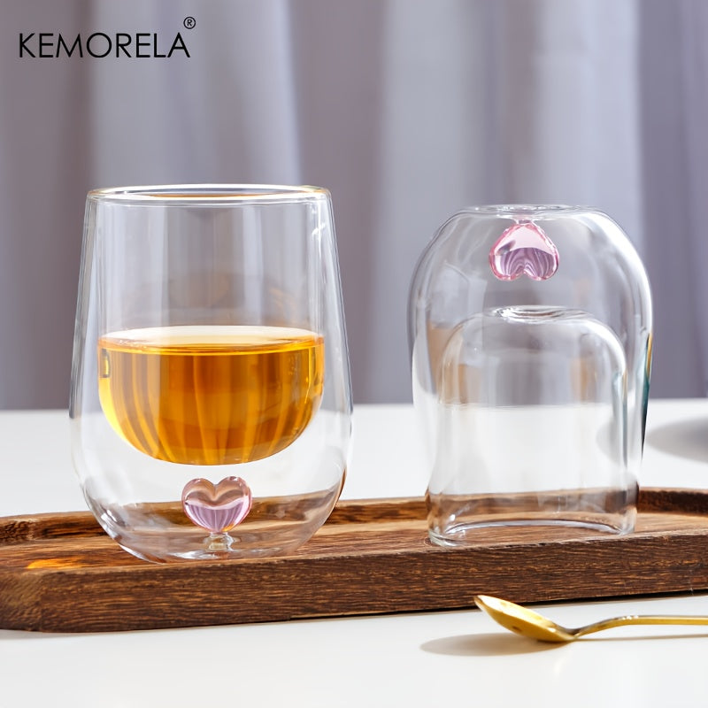 Love Heart DoubleLayer Glass Cup-4WZ1
