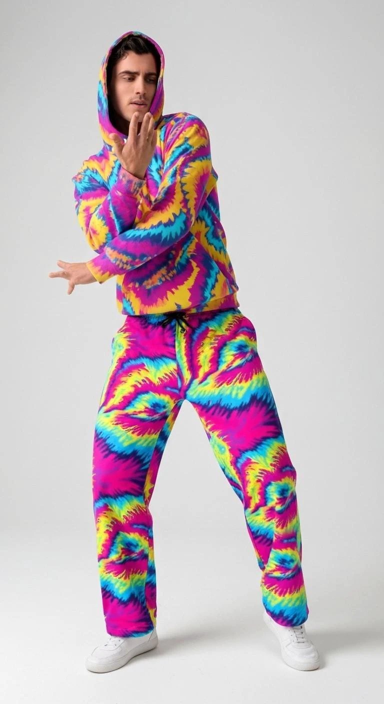 Magnetic Sea AOP Thicken Fleece Pullover Hoodie — Dyles Mavis Bold Rainbow Spiral, Boundless Bleeds Festival Streetwear